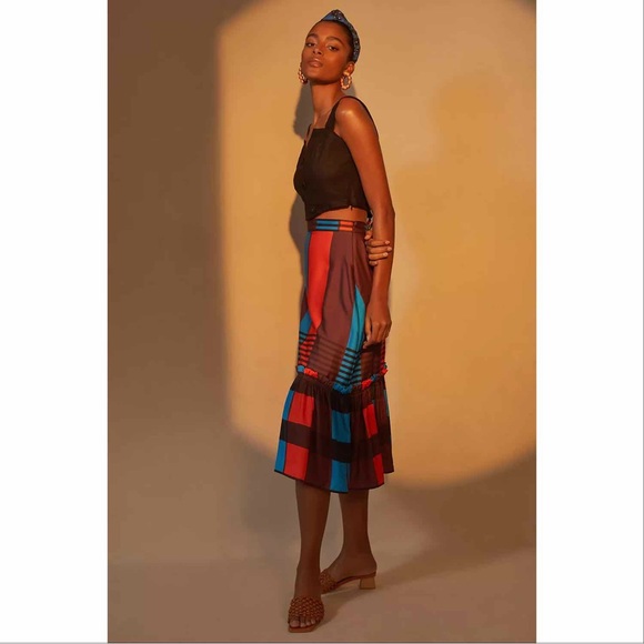 Anthropologie Eva Franco Flounced Midi Skirt - Picture 5 of 15